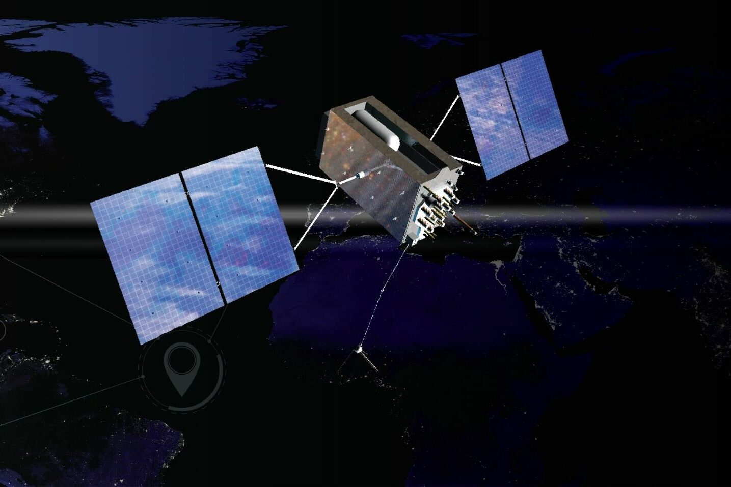A GPS satellite floating in space